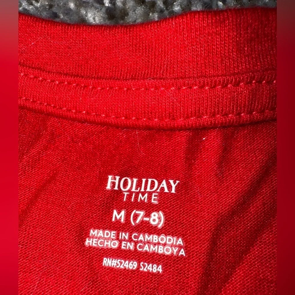 Holiday time red long sleeve shirt with unicorn